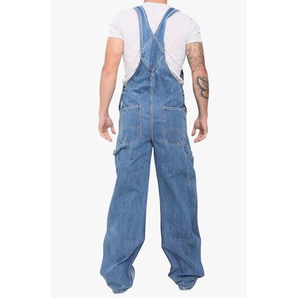 Skyline Wears Men's Size 32x32 Blue Denim Bib Overalls Dark Wash Wide Leg Fashio - Picture 15 of 16